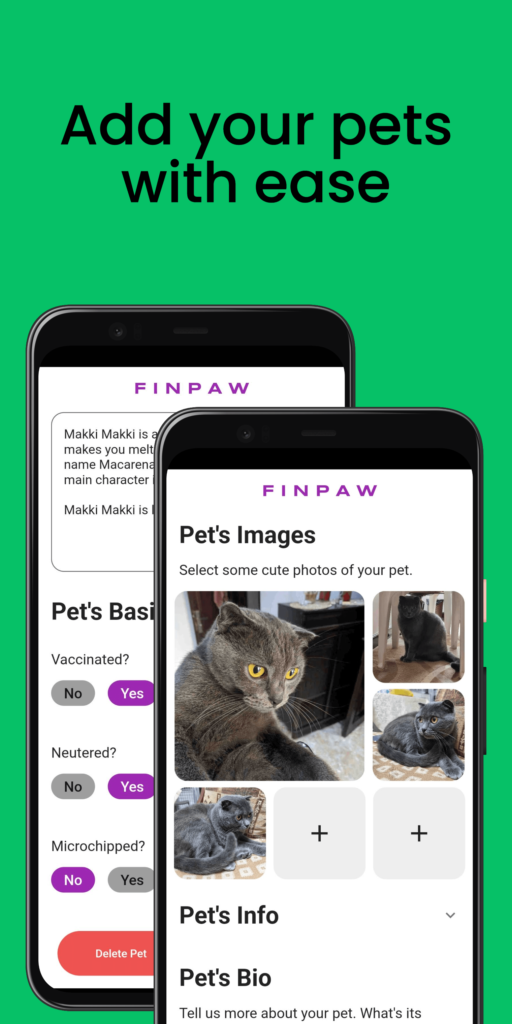 Finpaw add pets screenshot