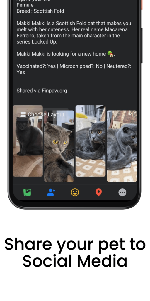 Finpaw facebook sharing screenshot